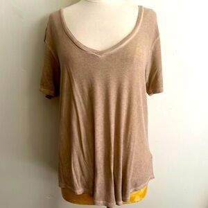 White Crow light tan v-neck t-shirt
